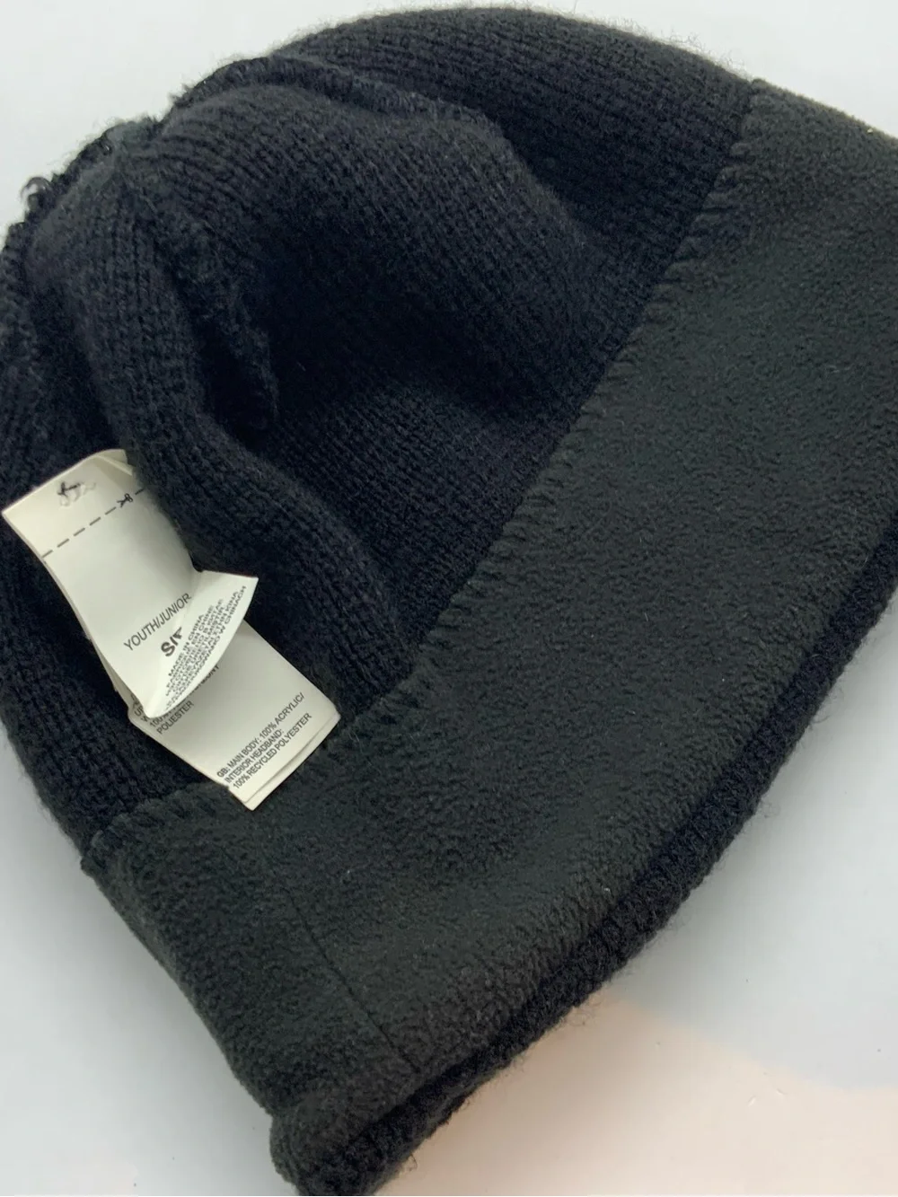 The North Face Junior Black Beanie with Neon Logo